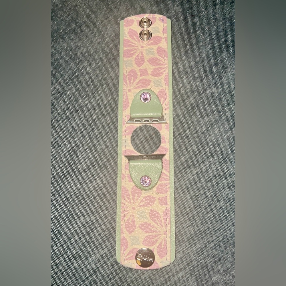 Purple sage cuff leather Apple Watch band size medium